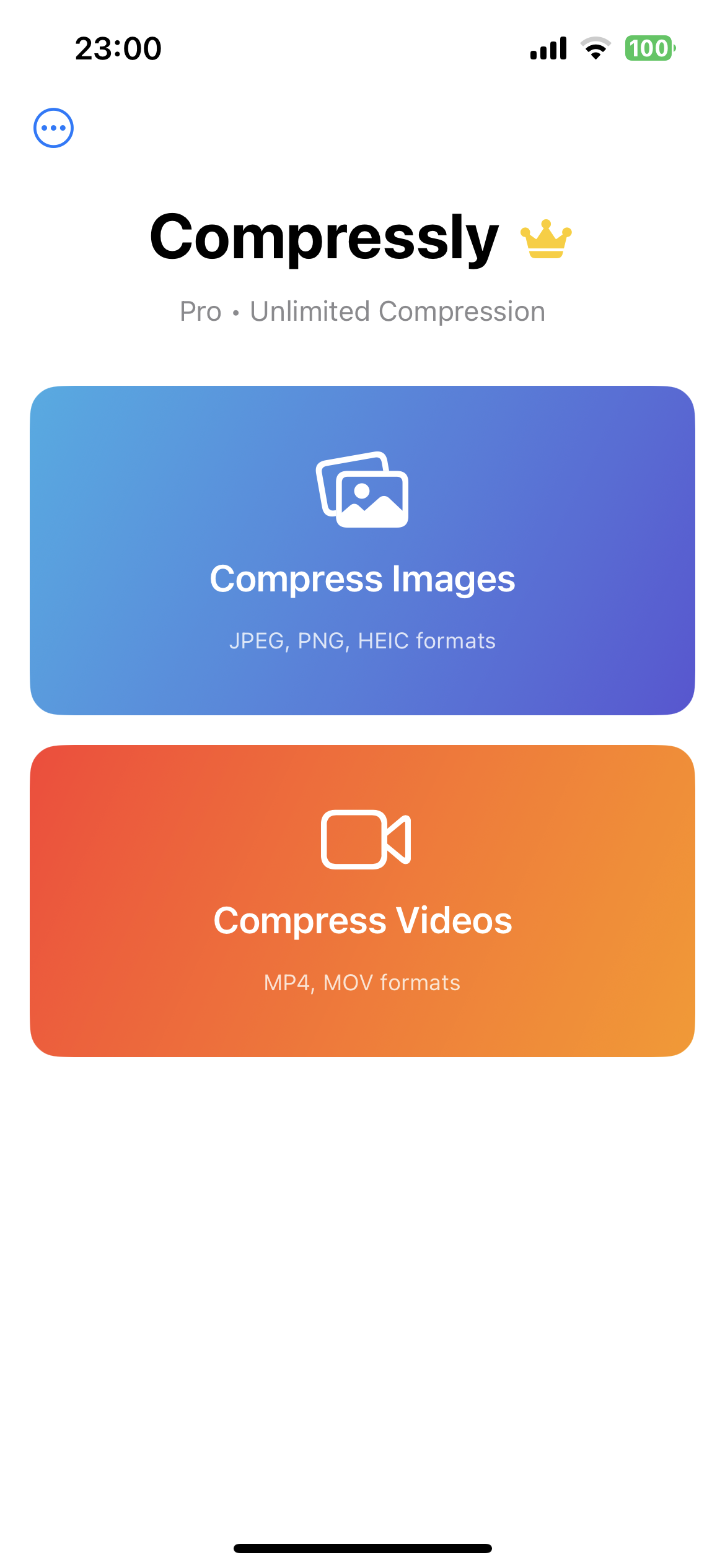 Compressly main interface